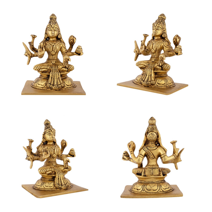Ashtalakshmi Idol Set - 5 X 6.5 Inches | Antique Brass Idol/ Ashta Laxmi Murti For Wealth Blessings And Pooja - Brass Murties