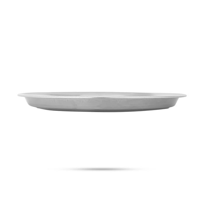 Pooja Plate- 11 Inches | Meenakari Design Puja Plate/ Stainless Steel Thali Plate For Home & Festive Offerings - Pooja Plate & Tray