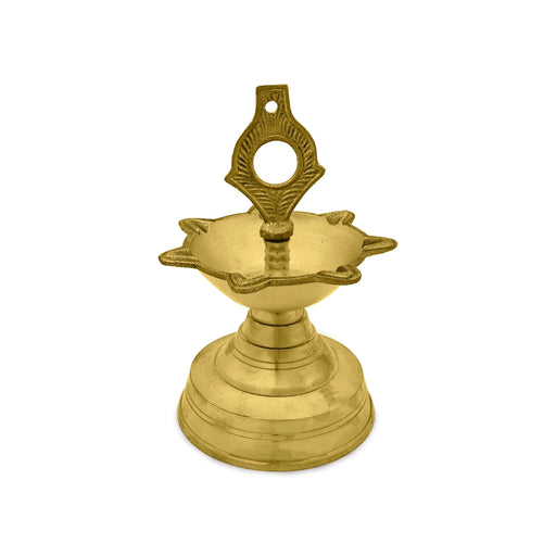 7 Face Brass Lamp - 7 X 4.5 Inches | Brass Vilakku/ Brass Deepam/ Brass Pooja Diya For Home And Temple - Kuthuvilakku