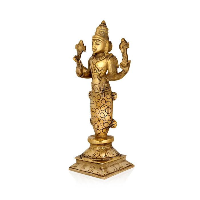Dasavatharam Set - 9 x 5 Inches | Antique Brass Idol / Dasavatar Statue / Vishnu Avatar for Pooja - Brass Murties