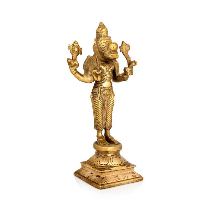Dasavatharam Set - 9 x 5 Inches | Antique Brass Idol / Dasavatar Statue / Vishnu Avatar for Pooja - Brass Murties