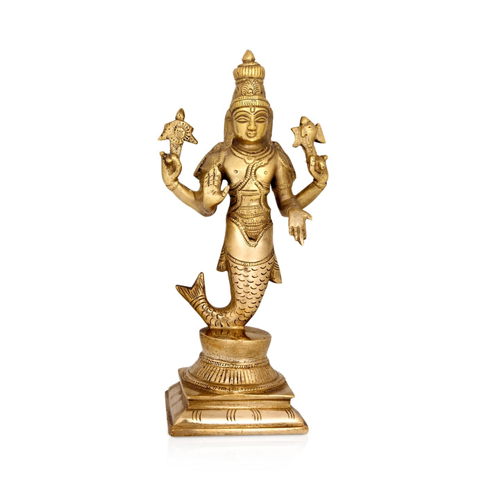 Dasavatharam Set - 9 x 5 Inches | Antique Brass Idol / Dasavatar Statue / Vishnu Avatar for Pooja - Brass Murties