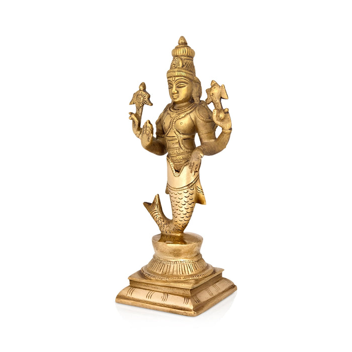 Dasavatharam Set - 9 x 5 Inches | Antique Brass Idol / Dasavatar Statue / Vishnu Avatar for Pooja - Brass Murties