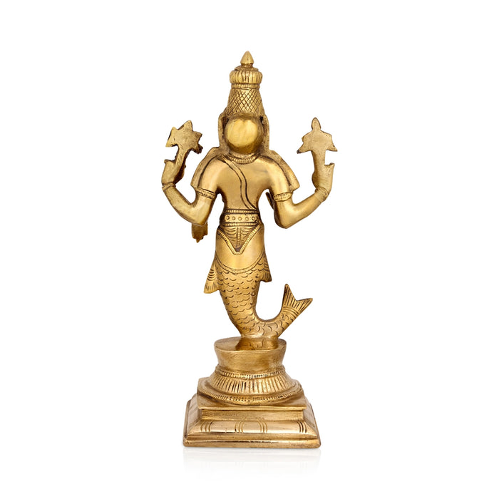 Dasavatharam Set - 9 x 5 Inches | Antique Brass Idol / Dasavatar Statue / Vishnu Avatar for Pooja - Brass Murties