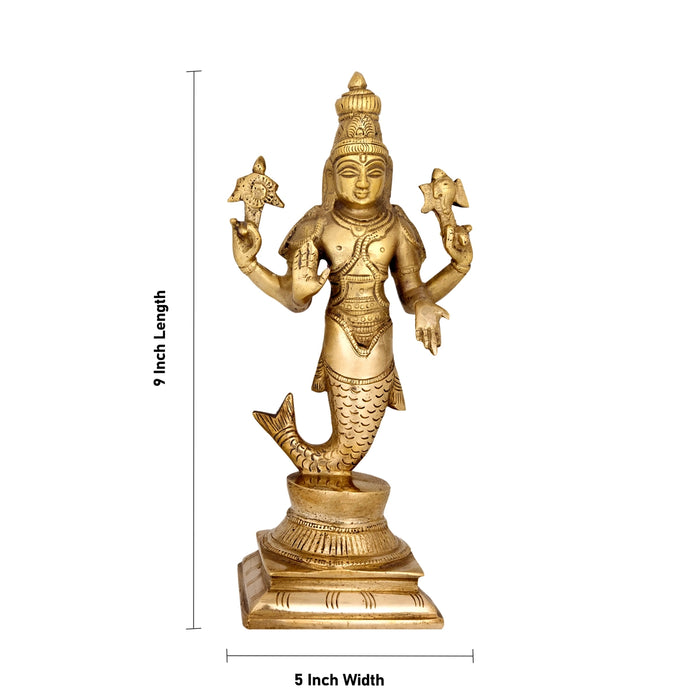 Dasavatharam Set - 9 x 5 Inches | Antique Brass Idol / Dasavatar Statue / Vishnu Avatar for Pooja - Brass Murties