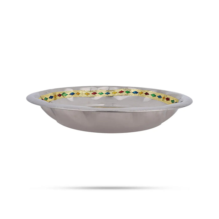 Meenakari Design Plate - 10 x 1.5 Inches | Decorative Plate / Meenakari Tray For Home & Festive Decor