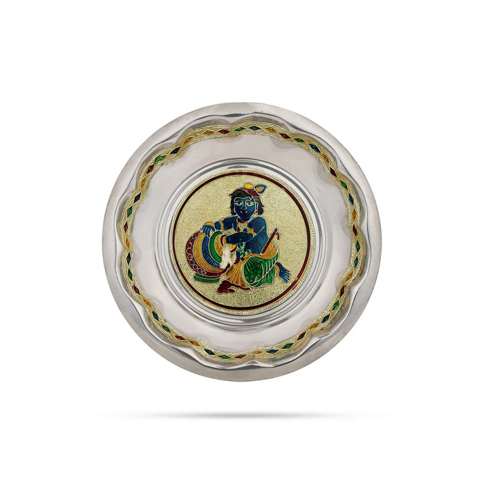 Meenakari Design Plate - 10 x 1.5 Inches | Decorative Plate / Meenakari Tray For Home & Festive Decor