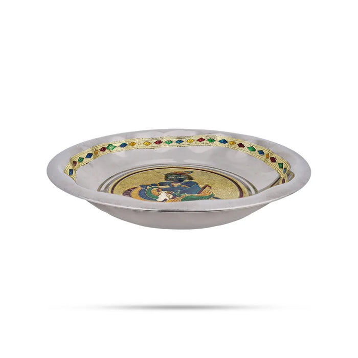 Meenakari Design Plate - 10 x 1.5 Inches | Decorative Plate / Meenakari Tray For Home & Festive Decor