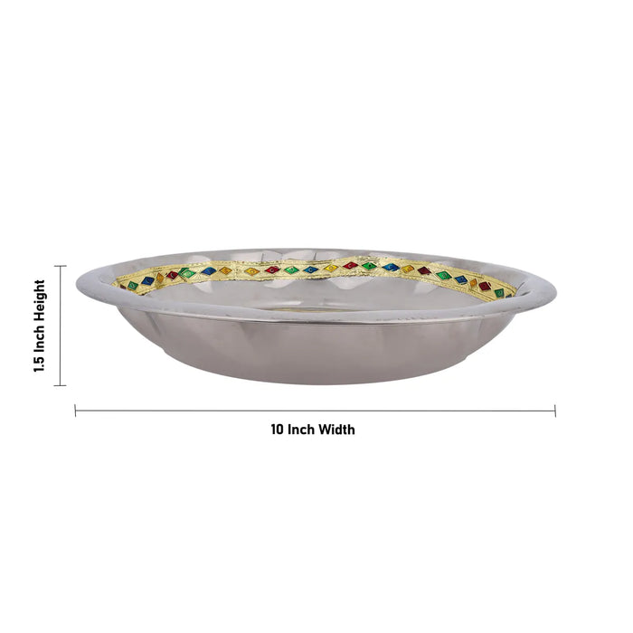 Meenakari Design Plate - 10 x 1.5 Inches | Decorative Plate / Meenakari Tray For Home & Festive Decor
