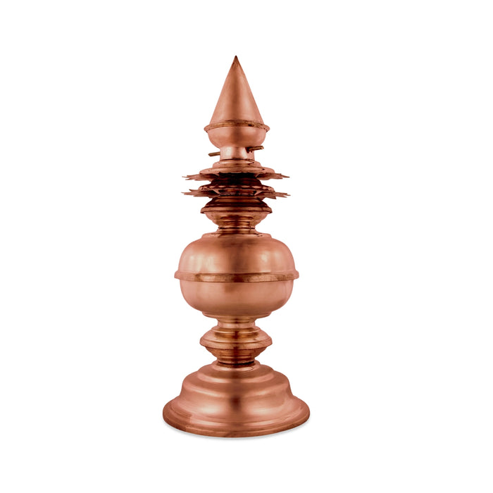 Temple Kalash - 12 x 4.5 Inches | Copper Temple Gopura Kalasam/ Temple Top Kalash - Temple Decoration