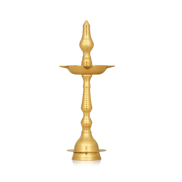 5 Face Kerala Vilakku - 13 x 4.75 Inches | Brass Kerala Kuthu Vilakku/ Kerala Lamp for Pooja/ 480 Gms Approx - Kerala Vilakku