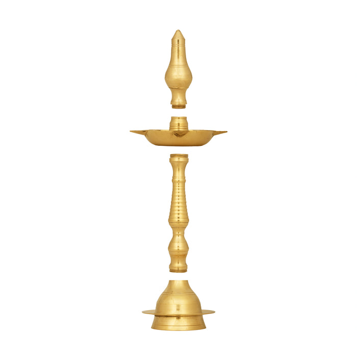 5 Face Kerala Vilakku - 13 x 4.75 Inches | Brass Kerala Kuthu Vilakku/ Kerala Lamp for Pooja/ 480 Gms Approx - Kerala Vilakku
