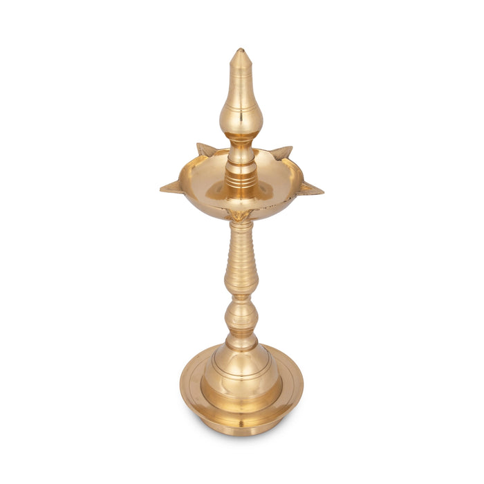 5 Face Kerala Vilakku - 13 x 4.75 Inches | Brass Kerala Kuthu Vilakku/ Kerala Lamp for Pooja/ 480 Gms Approx - Kerala Vilakku