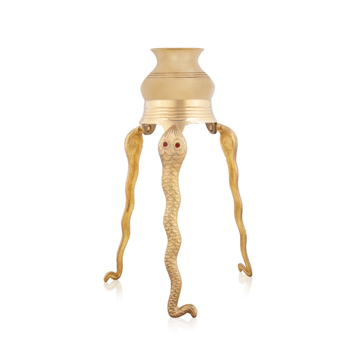 Jaladhari Lota With Tripai Stand - 11 x 3 Inches | Brass Tripai Stand / Nag Shape Jaladhari Stand for Pooja - Abhishek Plate