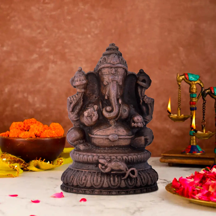 Ganesha Murti Statue - 2.5 x 1.5 Inches| Copper Idol/ Vinayaka Idol for Pooja/ 100 Gms Approx