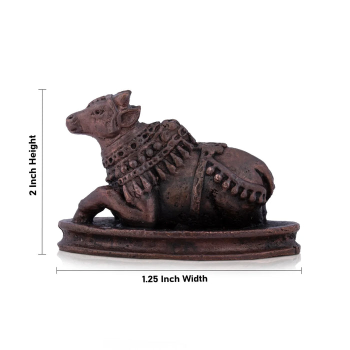 Nandi Statue – 2 x 1.25 Inches | Copper Idol/ Nandi Murti for Pooja/ 100 Gms Approx