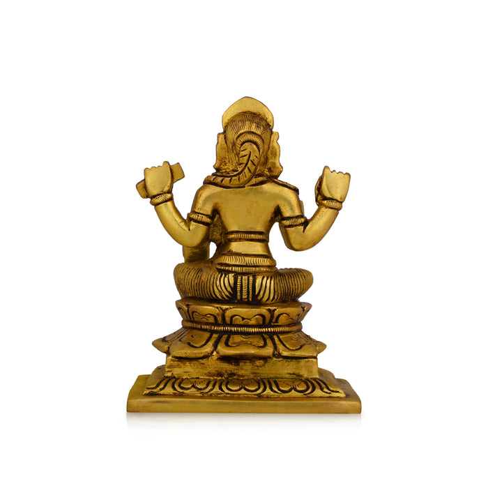 Bala Tripura Sundari Devi Sitting On Base - 5 x 3.5 Inches | Antique Brass Idol/ Bala Tripura Sundari Idol - Brass Murties