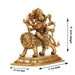Durga Idol With 8 Hands Sitting On Lion - 5 x 5 Inches | Antique Brass Idol/ Durga Murti for Pooja/ 785 Gms - Brass Murties