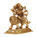 Durga Idol With 8 Hands Sitting On Lion - 5 x 5 Inches | Antique Brass Idol/ Durga Murti for Pooja/ 785 Gms - Brass Murties