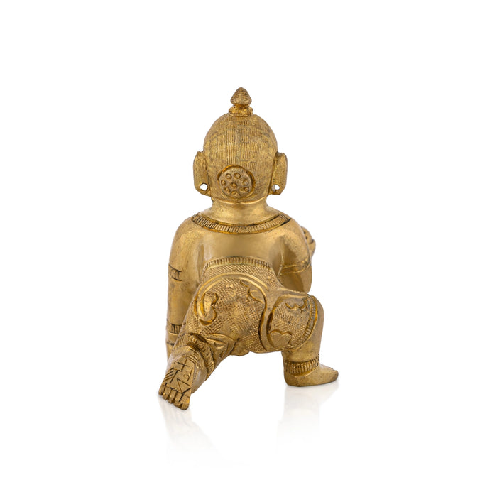 Crawling Krishna Murti - 3.25 x 2.25 Inches | Brass Idol/ Laddu Gopal Murti/ Krishna Idol For Divine Blessings - Brass Murties