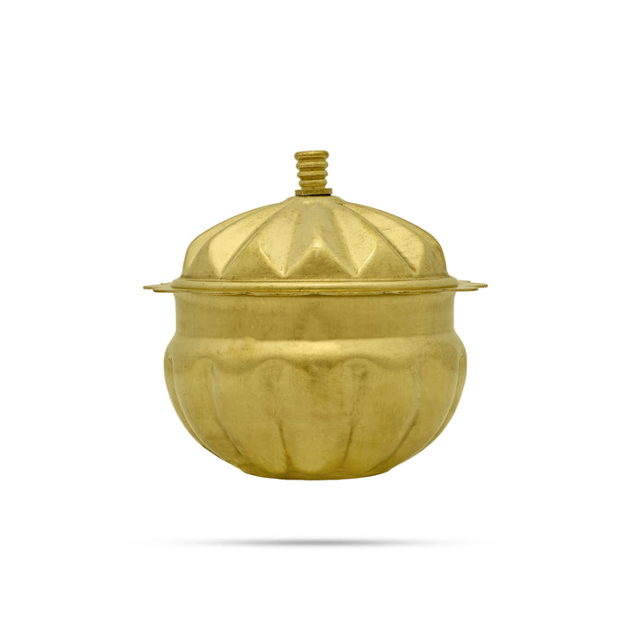 Brass Kumkum Bharani - 3 X 2.5 Inches | Kumkum Box/ Sindoor Pot/ Kumkum Pot For Pooja And Women - Sindoor Box