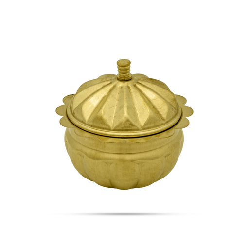 Brass Kumkum Bharani - 3 X 2.5 Inches | Kumkum Box/ Sindoor Pot/ Kumkum Pot For Pooja And Women - Sindoor Box