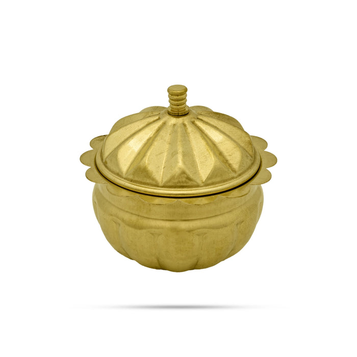 Brass Kumkum Bharani - 3 X 2.5 Inches | Kumkum Box/ Sindoor Pot/ Kumkum Pot For Pooja And Women - Sindoor Box
