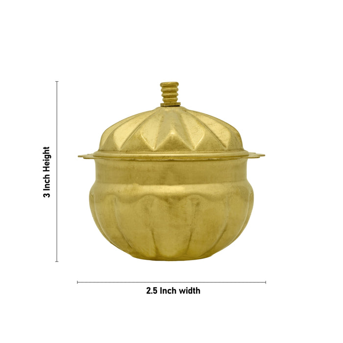 Brass Kumkum Bharani - 3 X 2.5 Inches | Kumkum Box/ Sindoor Pot/ Kumkum Pot For Pooja And Women - Sindoor Box