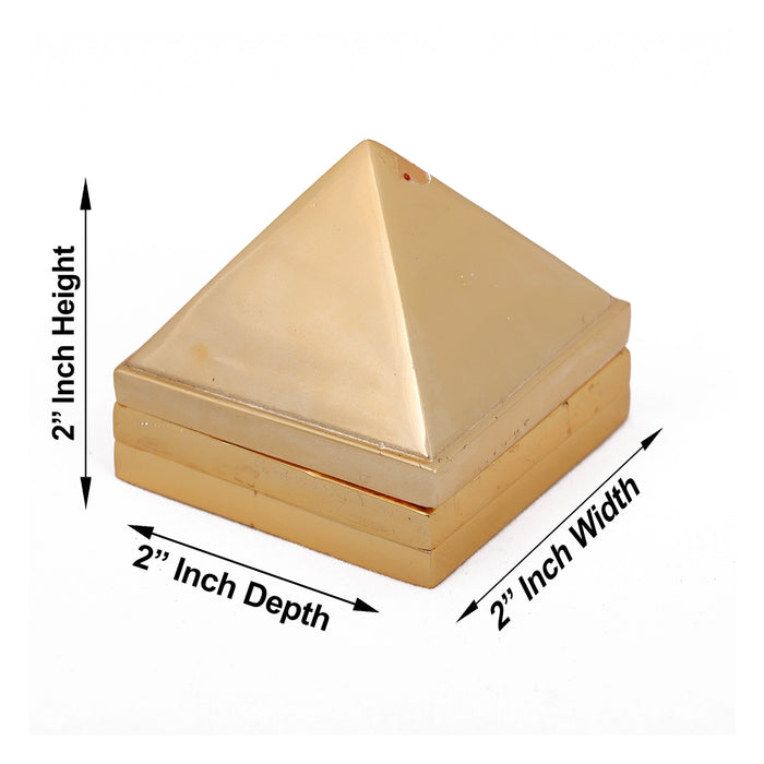 Pyramid - 2 x 2 Inches | Zinc Maha Meru/ Gold Polish Sri Yantra for Pooja - Maha Meru & Yantra