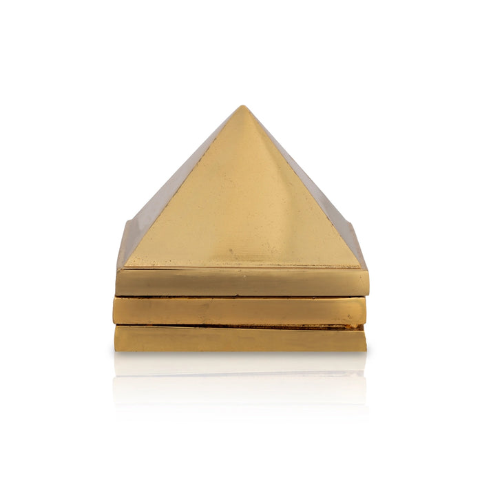 Pyramid - 2 x 2 Inches | Zinc Maha Meru/ Gold Polish Sri Yantra for Pooja - Maha Meru & Yantra