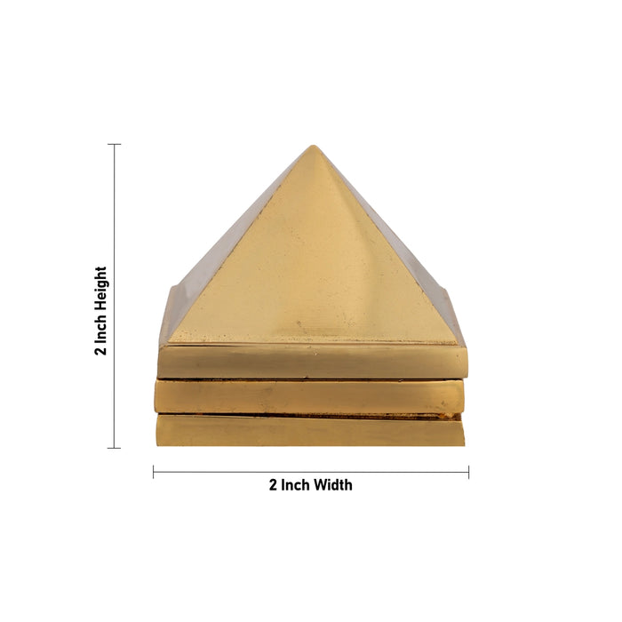 Pyramid - 2 x 2 Inches | Zinc Maha Meru/ Gold Polish Sri Yantra for Pooja - Maha Meru & Yantra