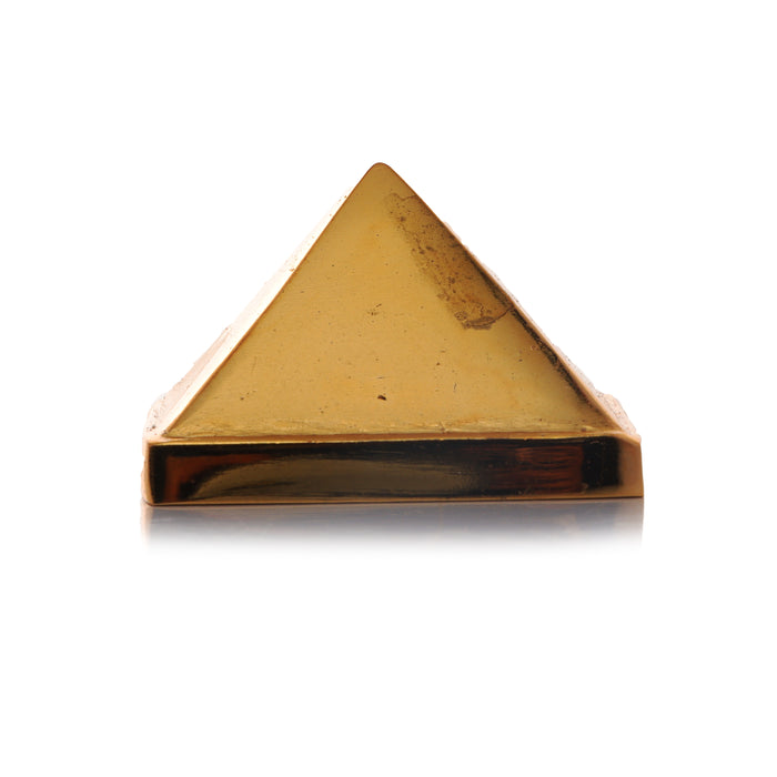 Zinc Pyramid - 1.5 Inches | Gold Polish Sri Chakra/ Pyramid for Pooja - Maha Meru & Yantra