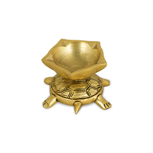 Tortoise Diya - 1.5 x 2.75 Inches | Antique Brass Lamp/ Tortoise Lamp/ Tortoise Vilakku for Pooja/ 210 Gms - Vastu Lamp