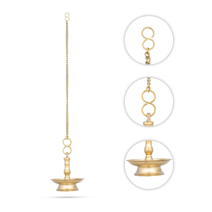 Brass Hanging Lamp With Chain - 6 x 5 Inches | Latkan Hanging Deep/ Brass Vilakku/ 690 Gms Approx - Hanging Lamp