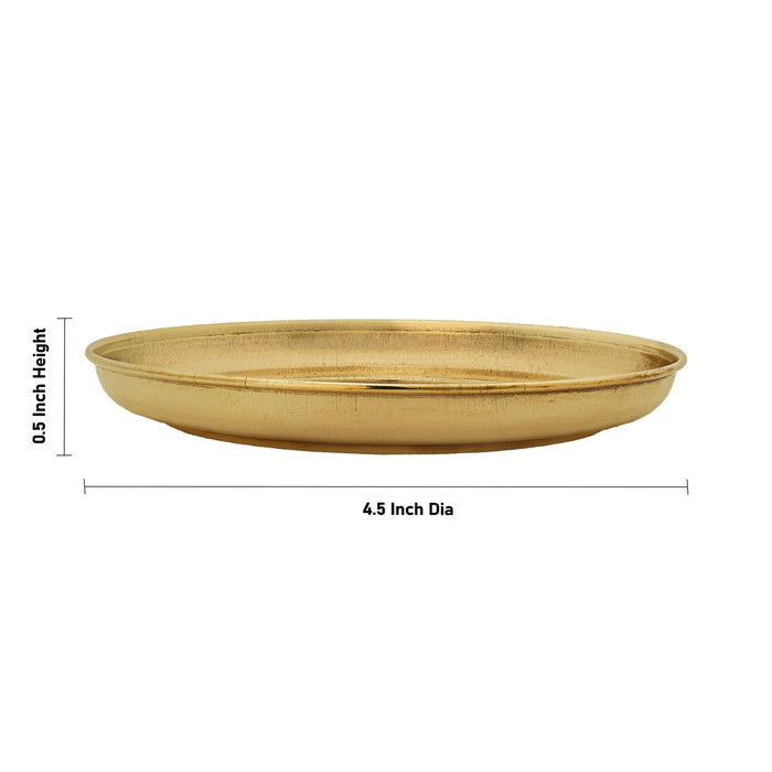 Brass Plate - 0.5 x 4.5 Inches | Small Plate/ Pooja Thali Plate/ Pooja Plate for Home - Pooja Plate & Tray