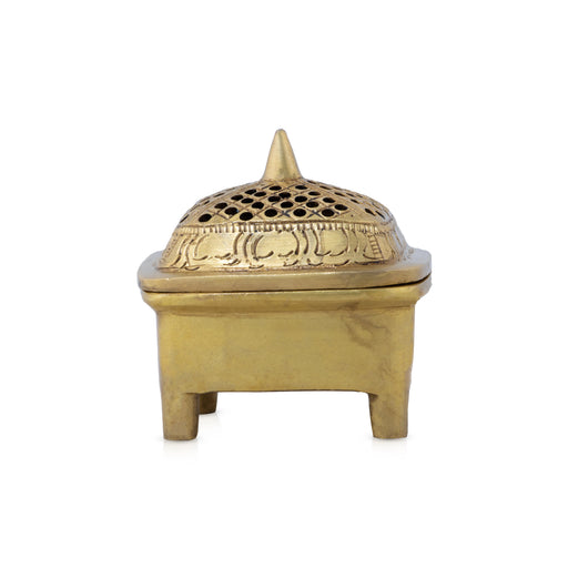 Sambrani Stand - 3 x 2.5 Inches | Brass Dhoop Stand with Cap/ Dhoopakal for Pooja/ 445 Gms Approx - Sambrani Stand