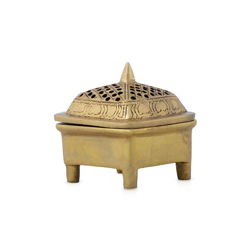 Sambrani Stand - 3 x 2.5 Inches | Brass Dhoop Stand with Cap/ Dhoopakal for Pooja/ 445 Gms Approx - Sambrani Stand