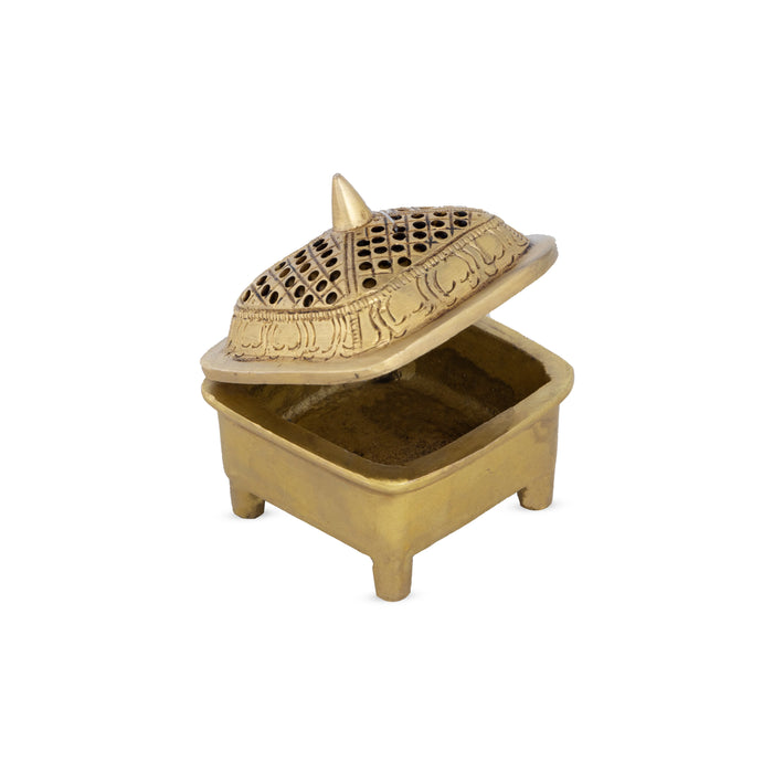 Sambrani Stand - 3 x 2.5 Inches | Brass Dhoop Stand with Cap/ Dhoopakal for Pooja/ 445 Gms Approx - Sambrani Stand