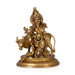 Krishna With Cow Standing Murti - 12 x 9 Inches | Antique Brass Idol / Cow Krishna Statue for Pooja - Brass Murties