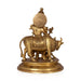 Krishna With Cow Standing Murti - 12 x 9 Inches | Antique Brass Idol / Cow Krishna Statue for Pooja - Brass Murties