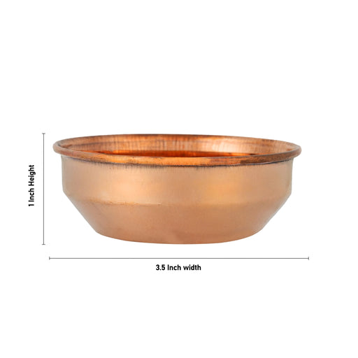Copper Plate - 1 x 3.5 Inches | Pooja Plate / Hariwana Design Thali Plate for Home - Pooja Plate & Tray