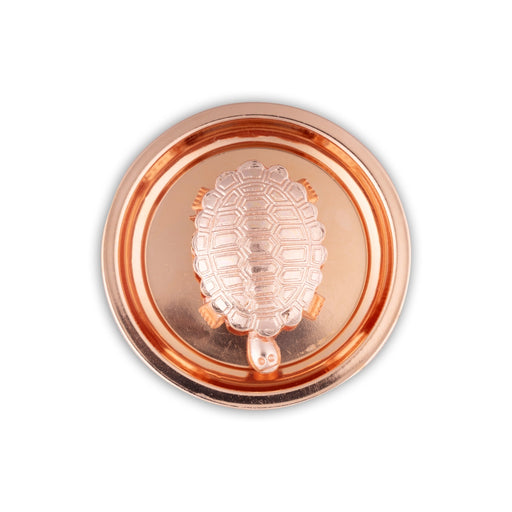 Tortoise Statue with Plate - 0.5 x 3.5 Inches | Copper Polish Idol/ Tortoise Idol With Plate for Home/ 40 Gms Approx - Table Stand Accessories