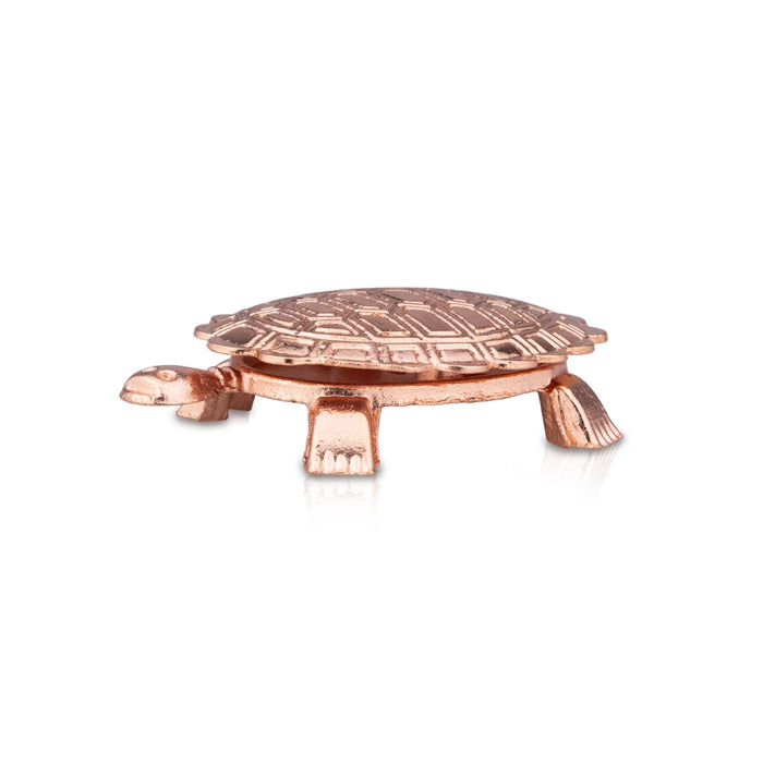 Tortoise Statue with Plate - 0.5 x 3.5 Inches | Copper Polish Idol/ Tortoise Idol With Plate for Home/ 40 Gms Approx - Table Stand Accessories