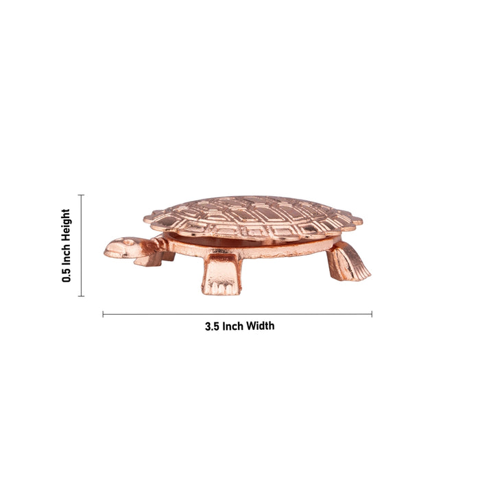 Tortoise Statue with Plate - 0.5 x 3.5 Inches | Copper Polish Idol/ Tortoise Idol With Plate for Home/ 40 Gms Approx - Table Stand Accessories