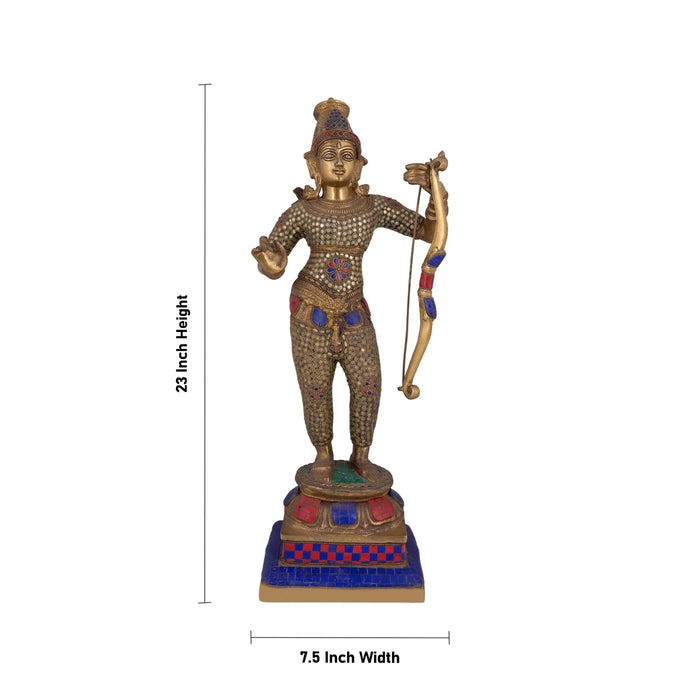 Ram Sita Murti - 23 x 7.5 Inches | Antique Brass Colour Idol / Hindu God Statue Set / Ram Sita Idol For Pooja - Brass Murties