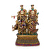 Radha Krishna With Cow Standing on Base Murti - 21 x 14 Inches | Antique Brass Idol / Radha Krishna Statue for Pooja - Brass Murties
