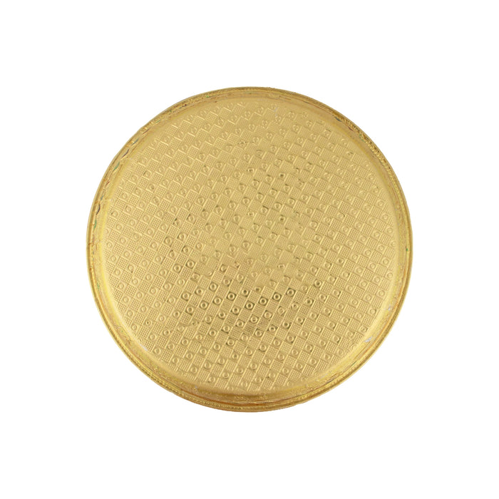 Stainless Steel Plate - 8 Inches | Meenakari Design Plate/ Pooja Plate for Home/ 170 Gms Approx - Pooja Plate & Tray