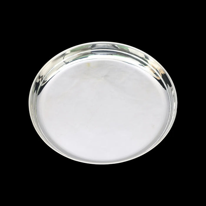 Pooja Plate - 8.5 inches | Serving plate / white Metal / Thali Plate/ Pooja Plate for Home - Pooja Plate & Tray