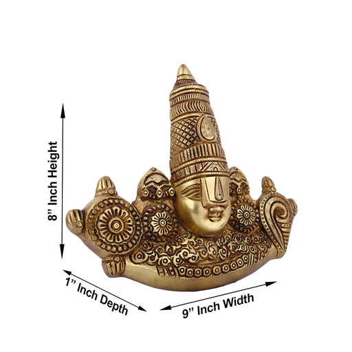 Balaji Murti Wall Hanging - 8 Inches | Antique Brass Statue/ Lord Balaji Idol for Home - Wall Hanging