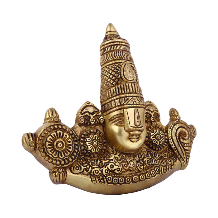 Balaji Murti Wall Hanging - 8 Inches | Antique Brass Statue/ Lord Balaji Idol for Home - Wall Hanging
